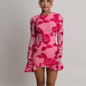 EGO Pink Floral Appliqué Long Sleeve Top